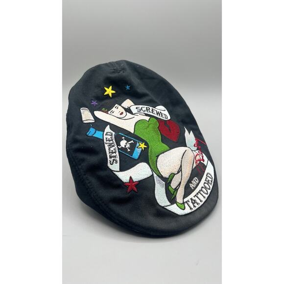 Ed Hardy Other - Ed Hardy Stewed Screwed Tattooed Dempsy Flat Hat Pinup Girl One Size Adult Y2K